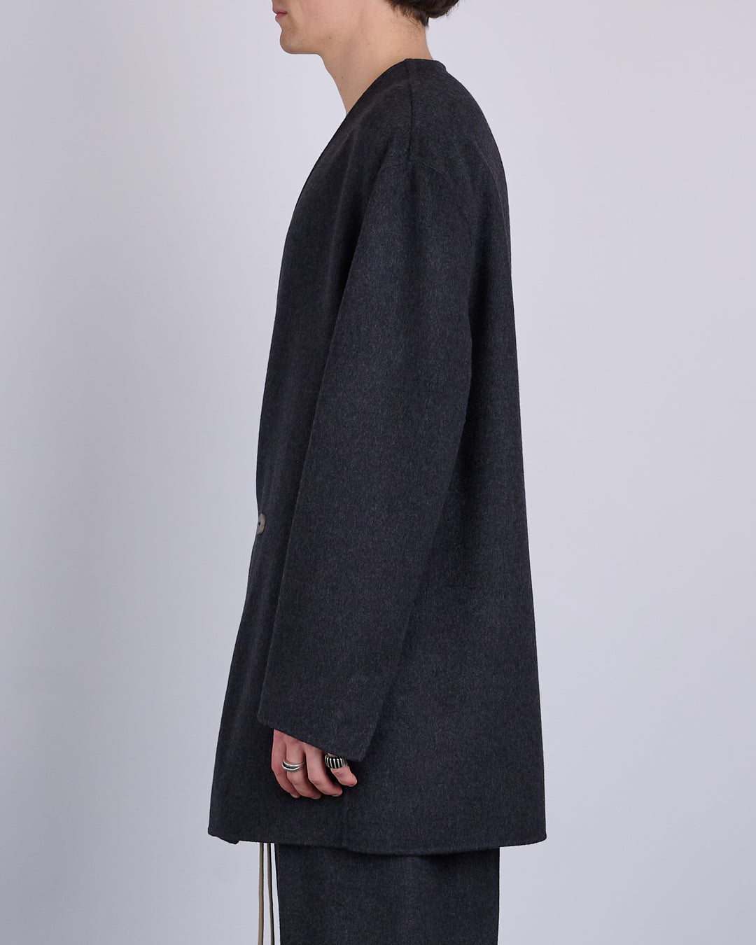 Fear of God Relaxed Lapelless Double Cashmere Blazer Melange Black