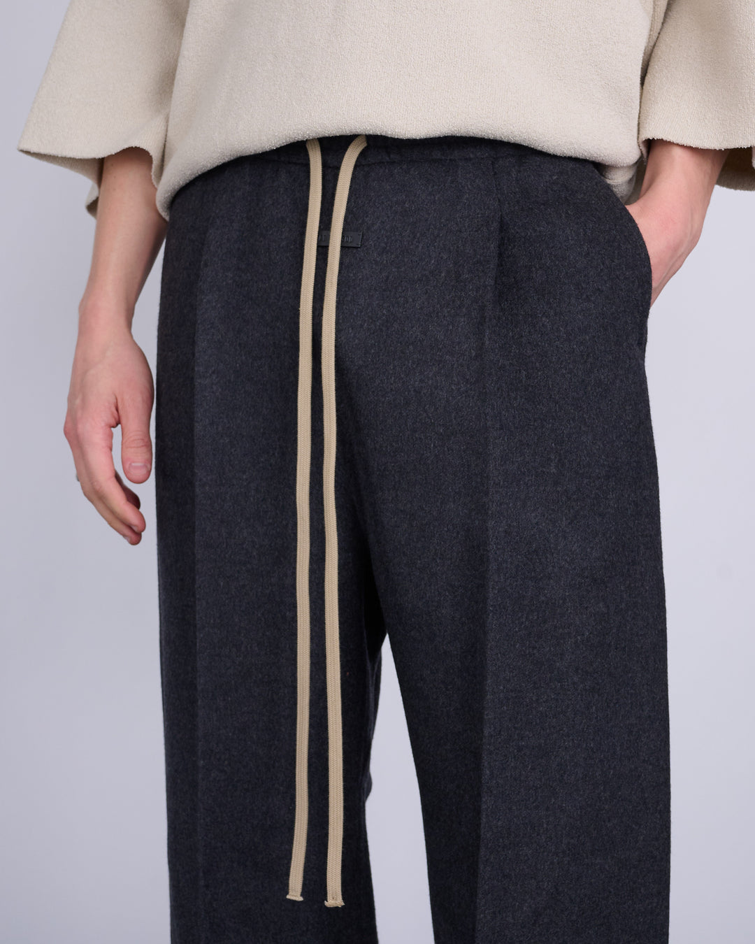 Fear of God Single Pleat Wide Double Cashmere Pant Melange Black