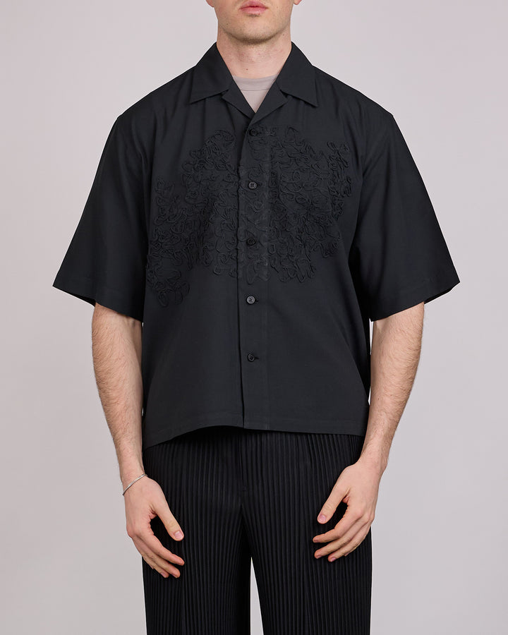 HOMME PLISSÉ ISSEY MIYAKE Embroidery Press Button Shirt Black