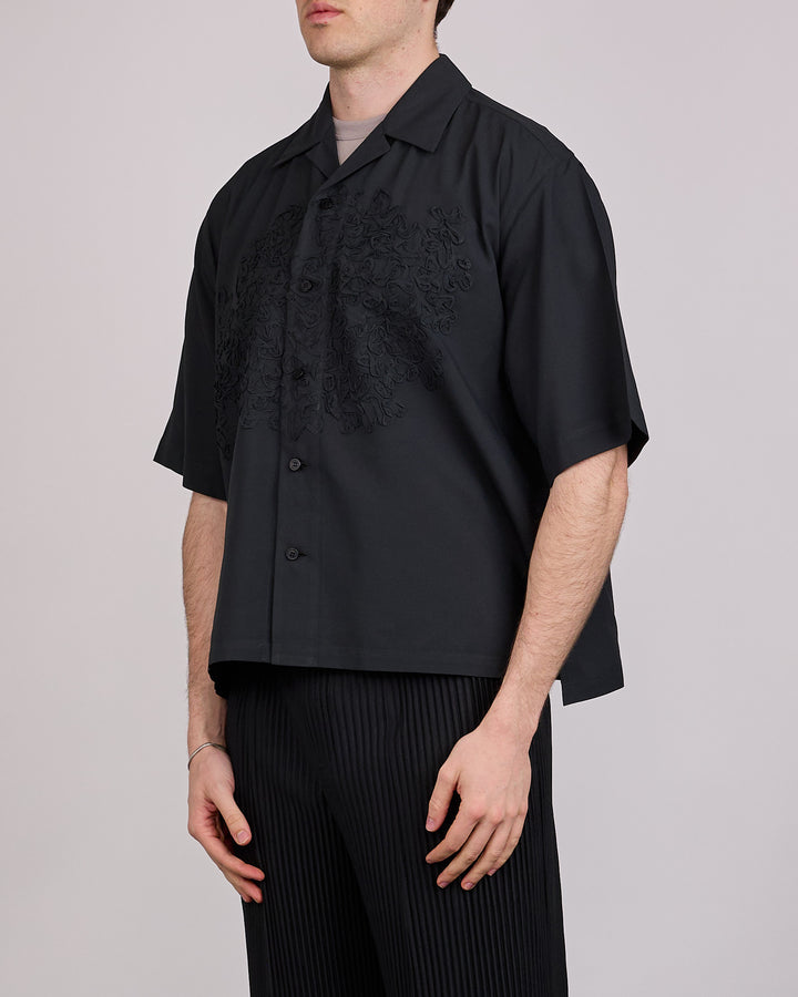 HOMME PLISSÉ ISSEY MIYAKE Embroidery Press Button Shirt Black