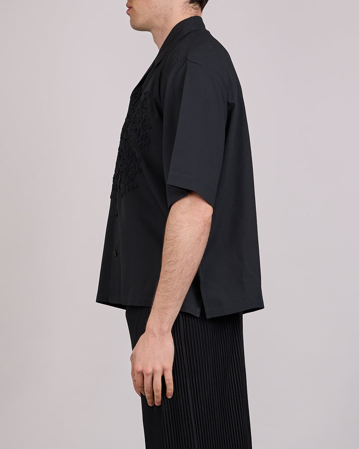 HOMME PLISSÉ ISSEY MIYAKE Embroidery Press Button Shirt Black