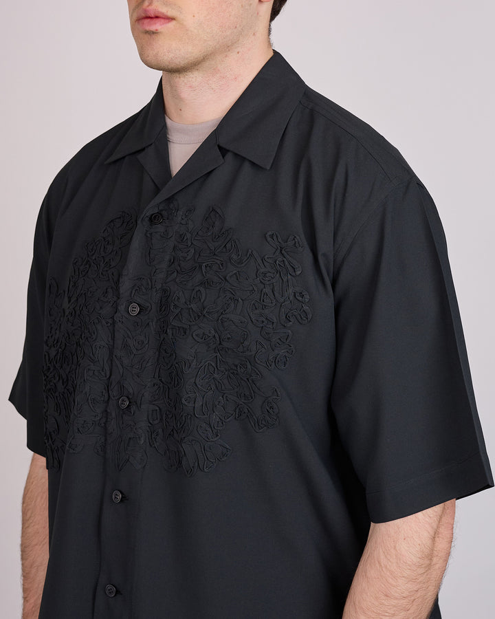 HOMME PLISSÉ ISSEY MIYAKE Embroidery Press Button Shirt Black