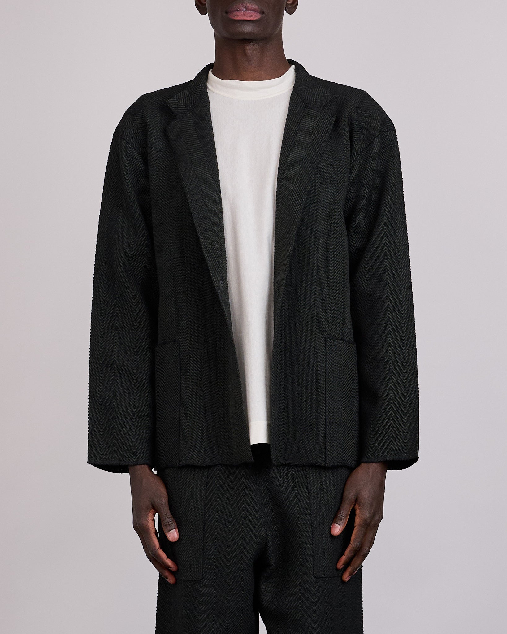 HOMME PLISSÉ ISSEY MIYAKE Inlaid Knit Jacket Black – LESS 17