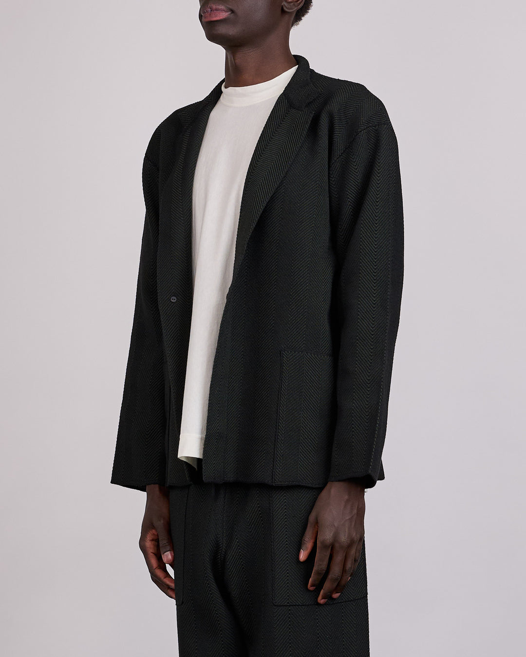 HOMME PLISSÉ ISSEY MIYAKE Inlaid Knit Jacket Black