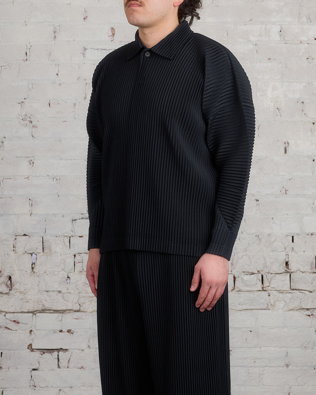 HOMME PLISSÉ ISSEY MIYAKE Pleats October LS Polo Black