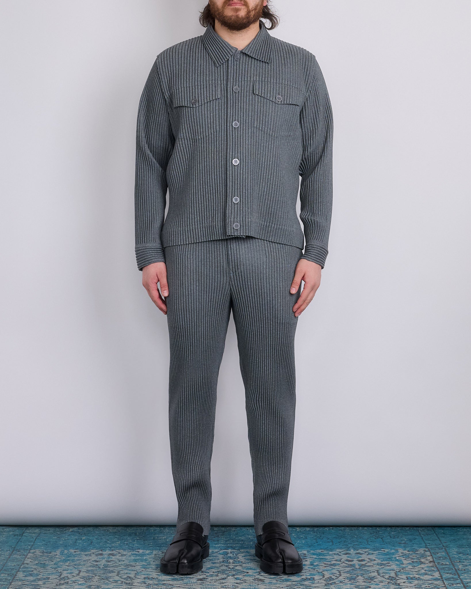 HOMME PLISSÉ ISSEY MIYAKE Wool Like Light Trucker Jacket Gray