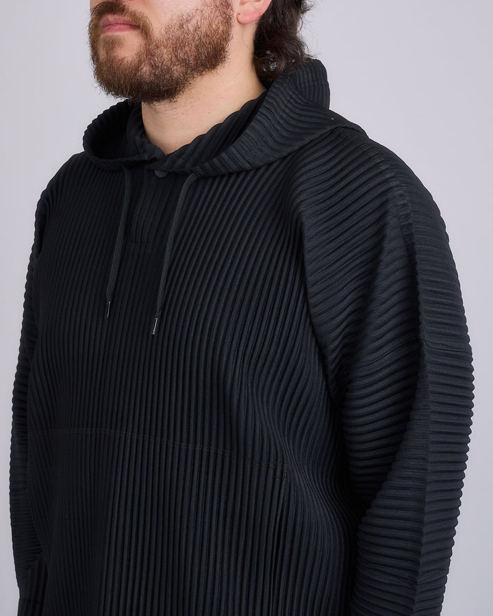 HOMME PLISSÉ ISSEY MIYAKE December Pleats Button Hoodie Black