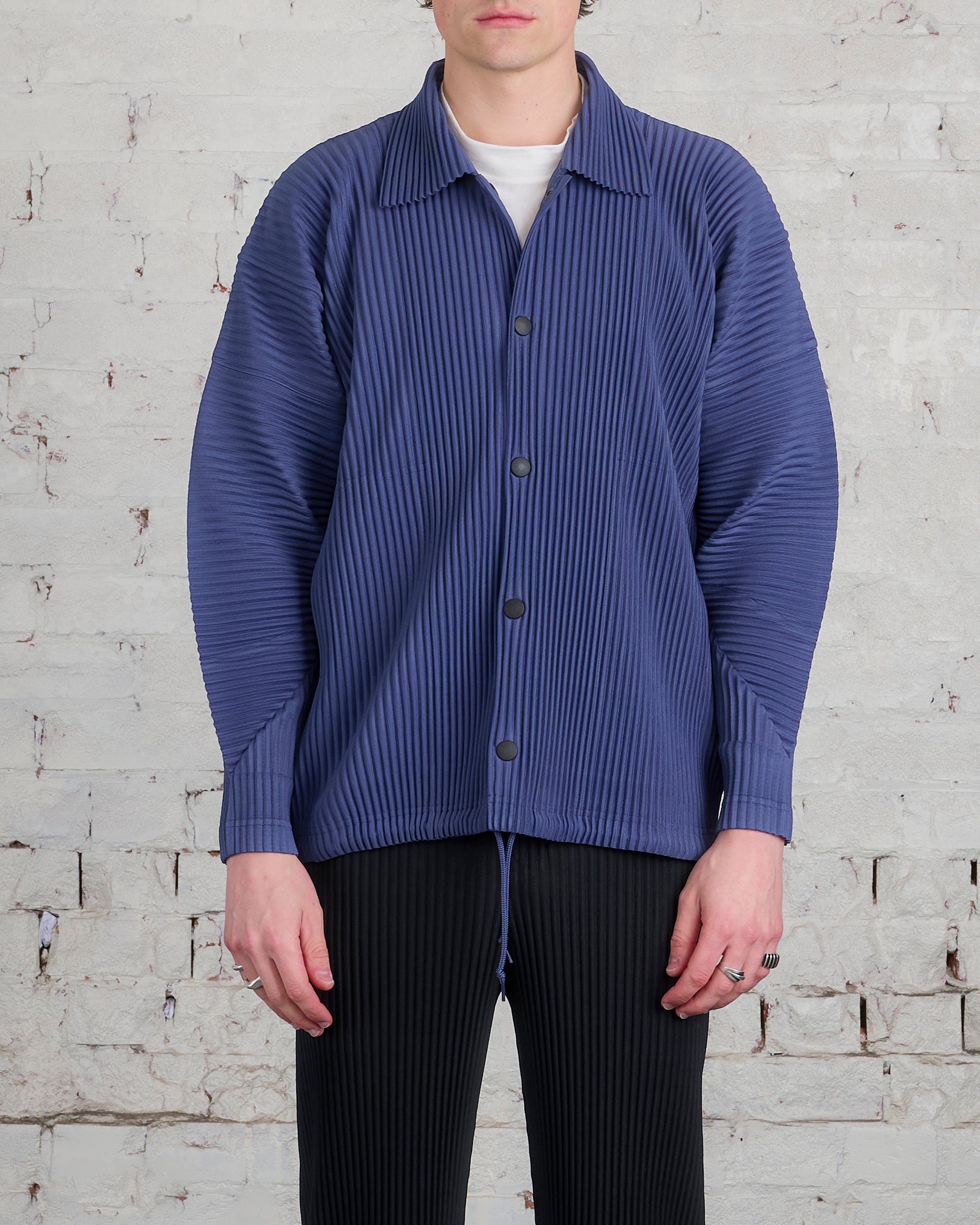 Homme Plisse Issey Miyake pleated shirt jacket men Polyester 2 Blue