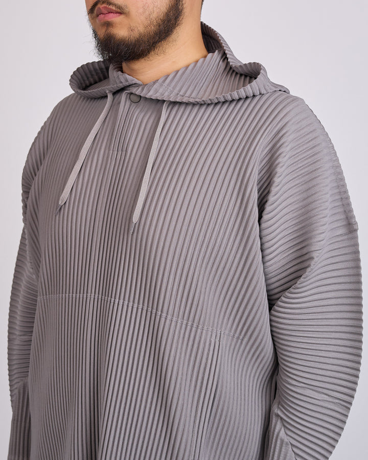 Issey Miyake Homme Plisse Pleats October Hoodie Dim Gray