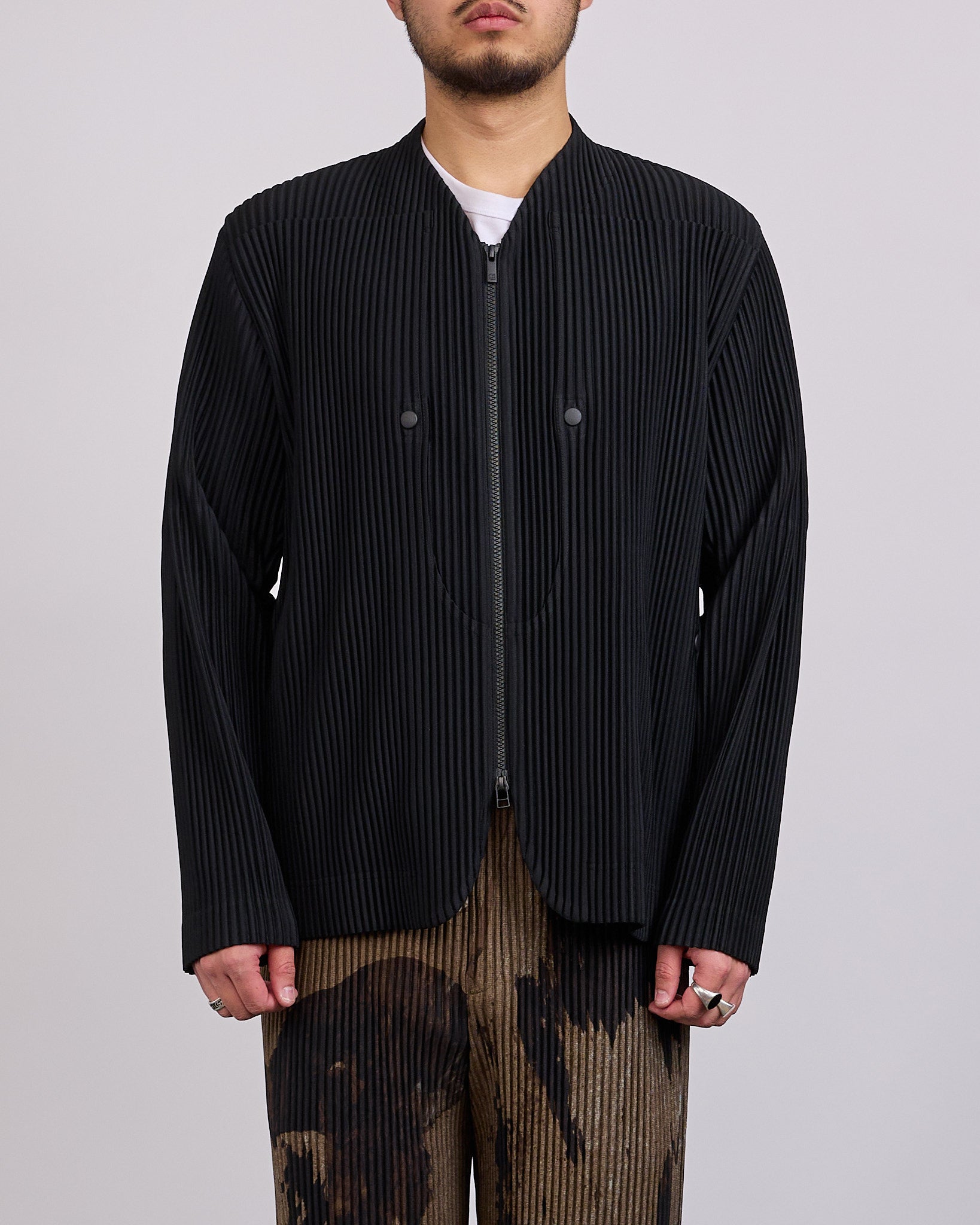 HOMME PLISSÉ ISSEY MIYAKE Pleats Quarry Zip Cardigan Jacket Black