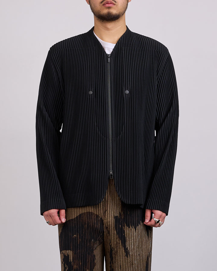 HOMME PLISSÉ ISSEY MIYAKE Pleats Quarry Zip Cardigan Jacket Black
