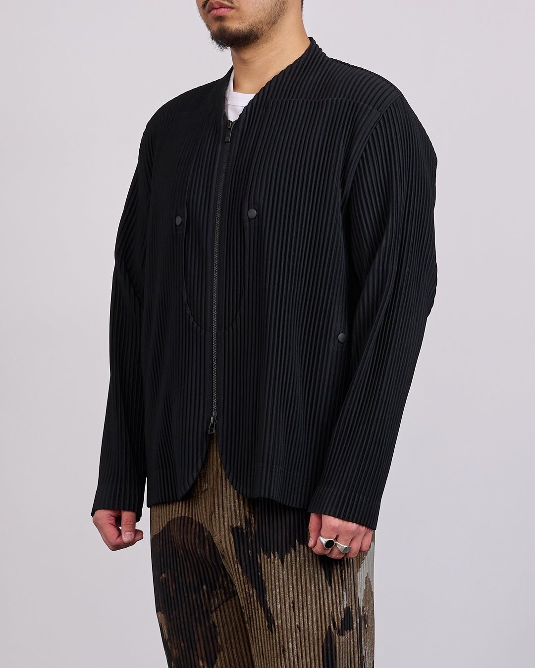 HOMME PLISSÉ ISSEY MIYAKE Pleats Quarry Zip Cardigan Jacket Black