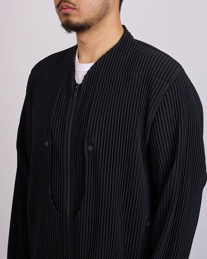 HOMME PLISSÉ ISSEY MIYAKE Pleats Quarry Zip Cardigan Jacket Black