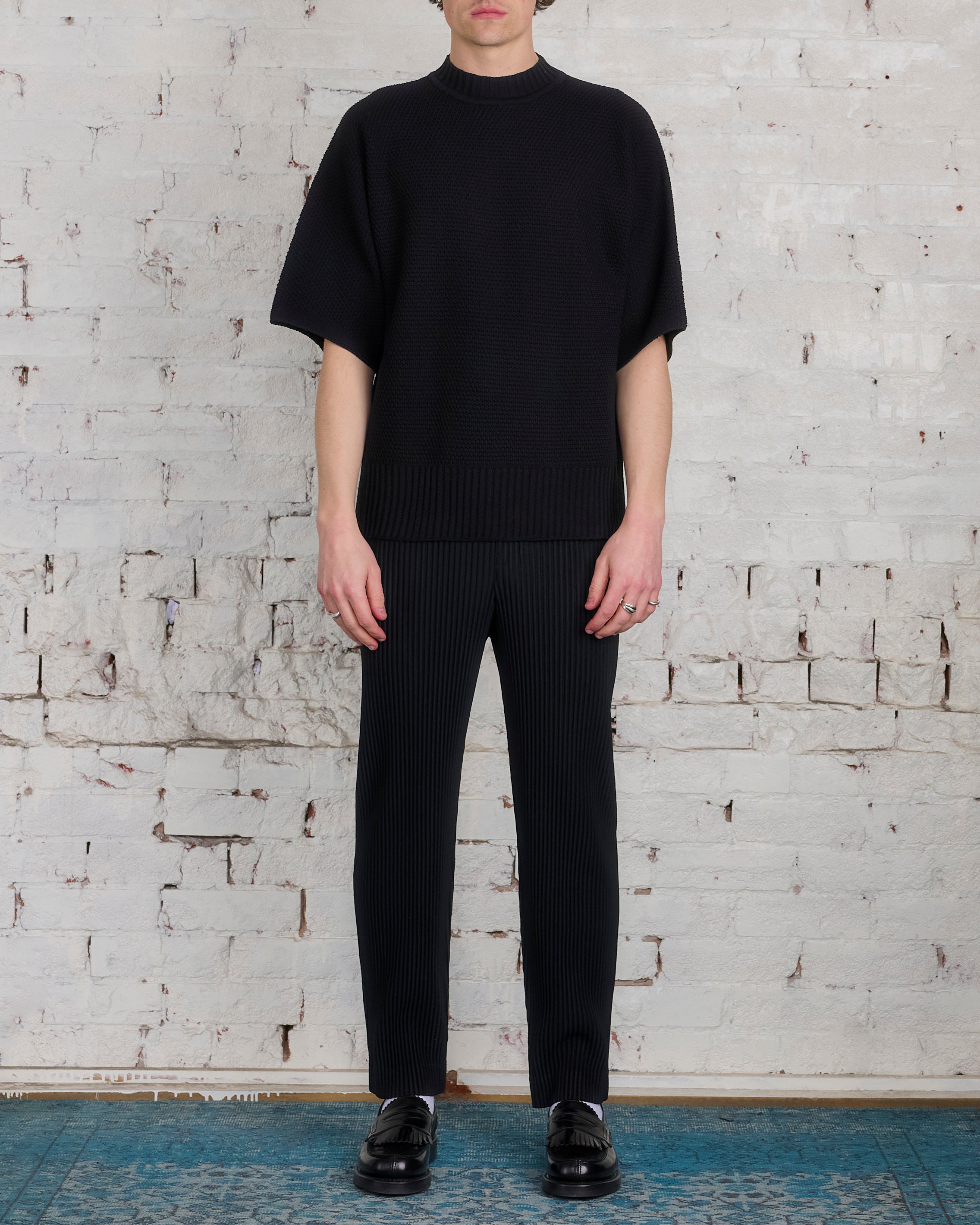 Issey Miyake Homme Plisse Rustic Knit Tee Black