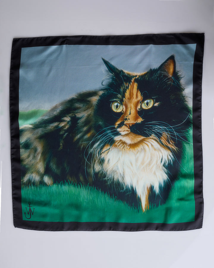 JW Anderson 60x60 Cat Scarf Emerald