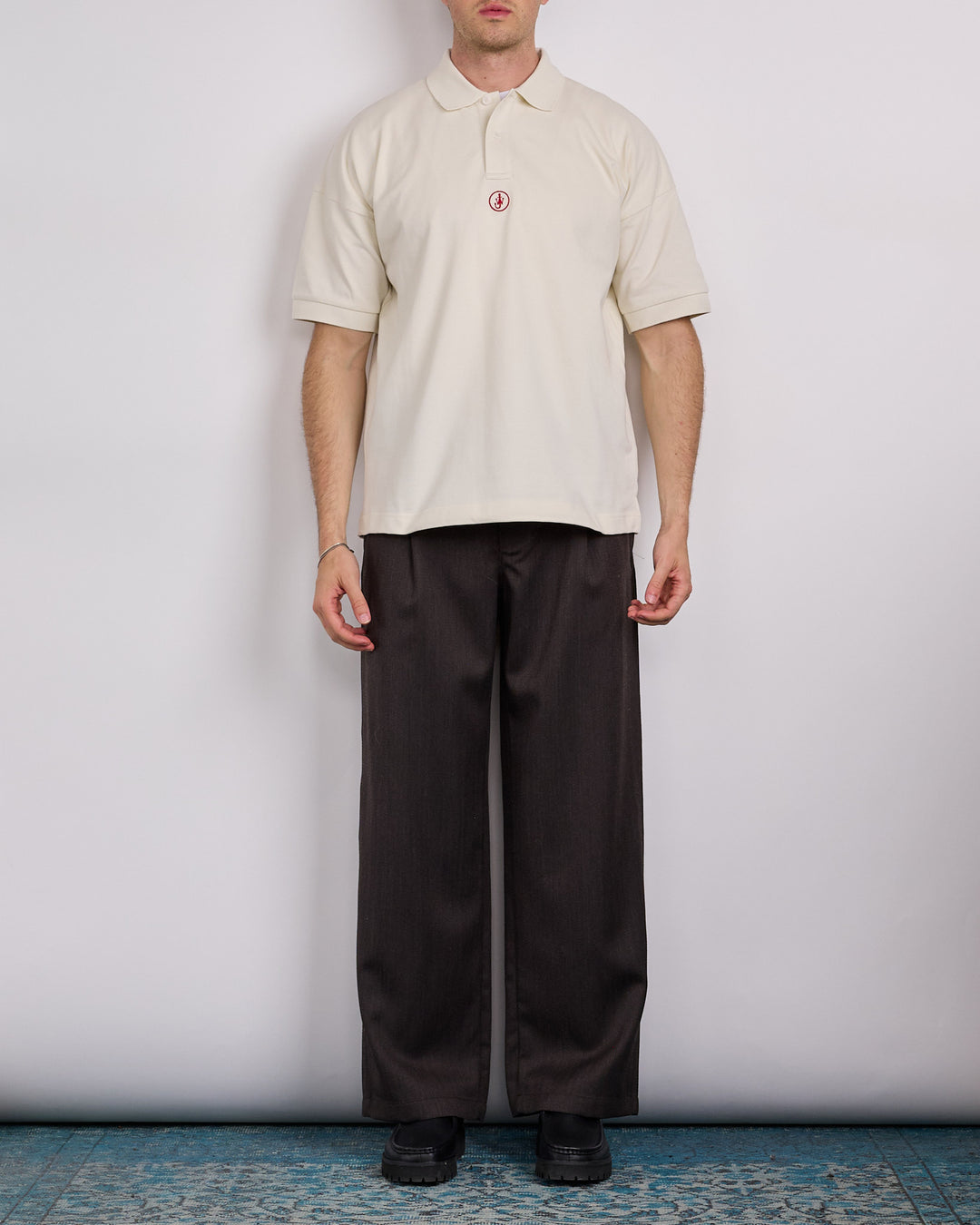 JW Anderson Anchor Embroidery Polo Shirt Off White
