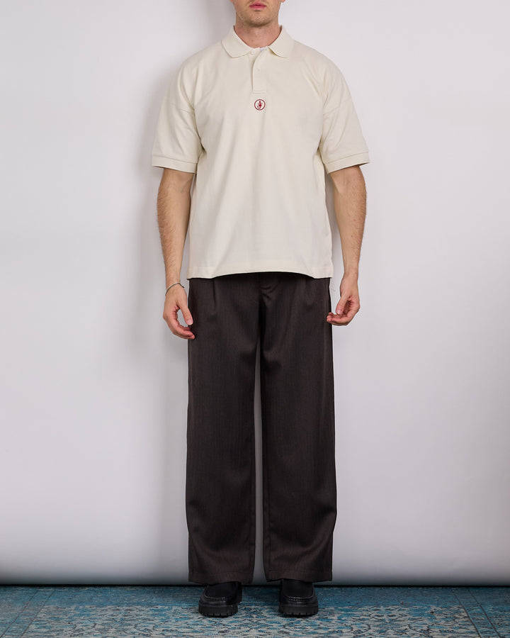 JW Anderson Anchor Embroidery Polo Shirt Off White