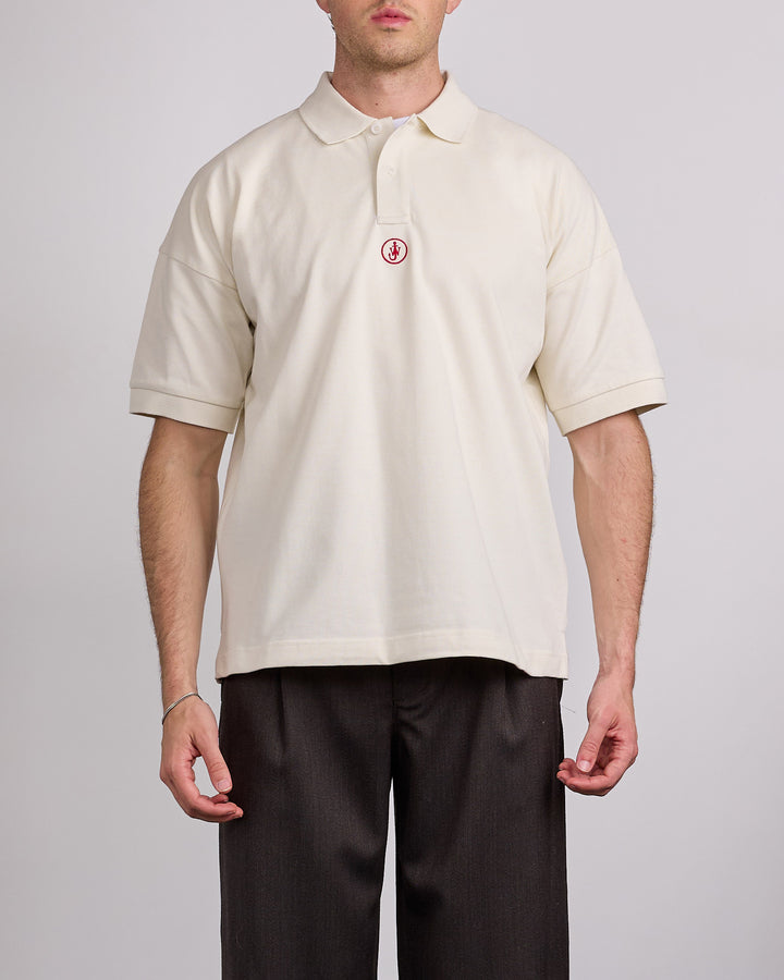 JW Anderson Anchor Embroidery Polo Shirt Off White