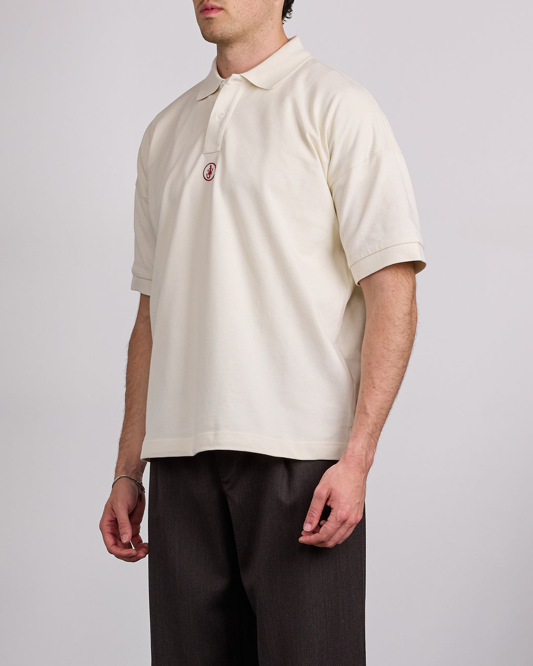 JW Anderson Anchor Embroidery Polo Shirt Off White