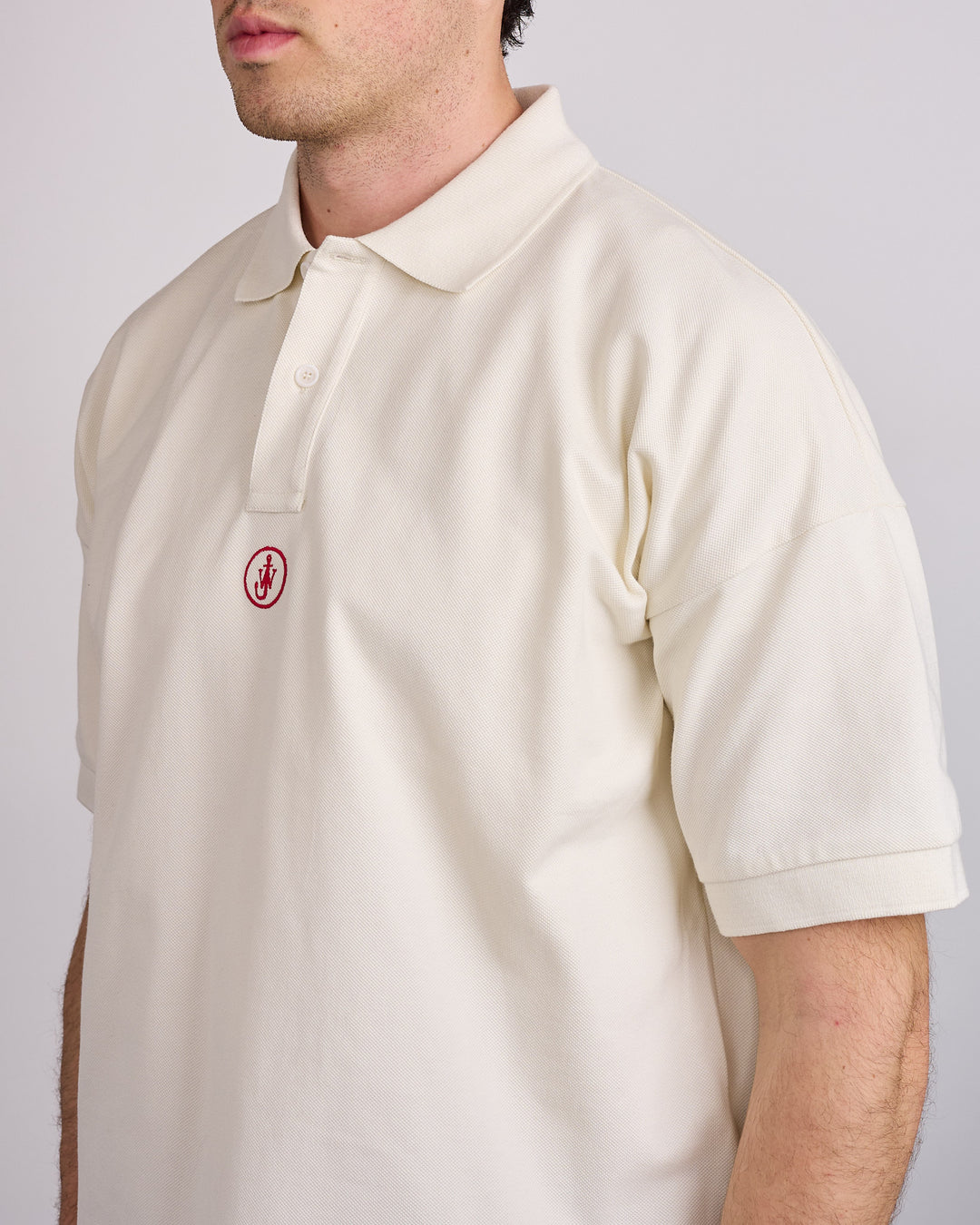 JW Anderson Anchor Embroidery Polo Shirt Off White