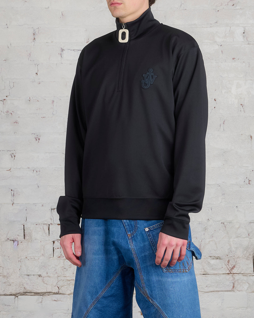 JW Anderson Anchor Half-Zip Compact Jersery Track Top Black