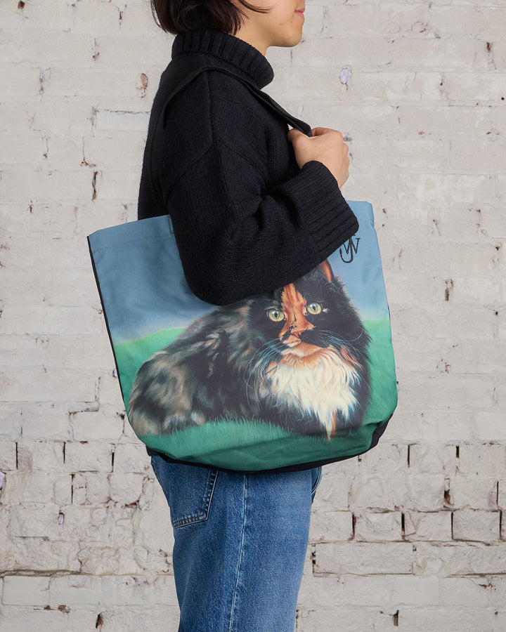 JW Anderson Canvas Cat Tote Bag Emerald