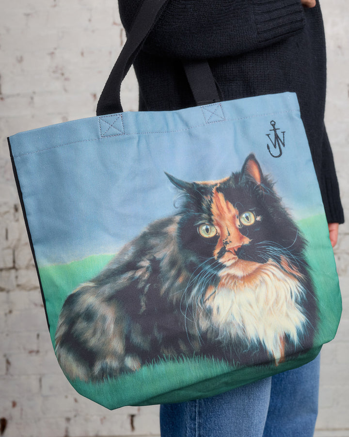 JW Anderson Canvas Cat Tote Bag Emerald