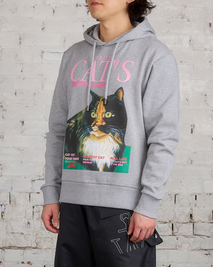 JW Anderson Cat Print Hoodie Mid Grey Melange