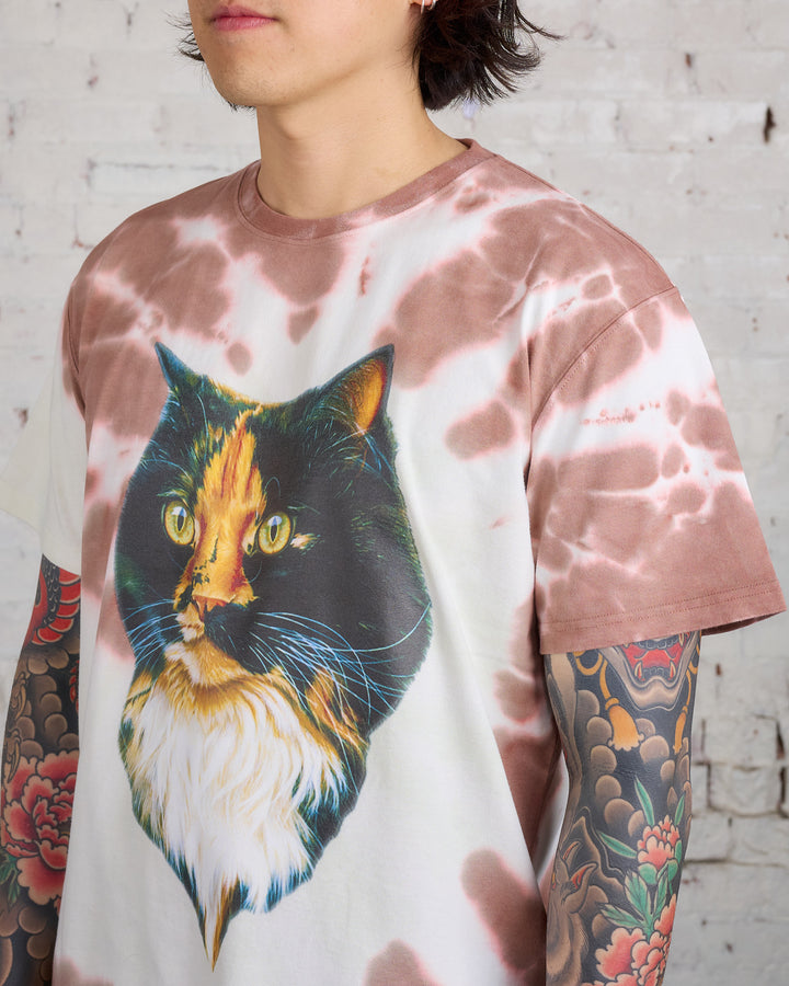 JW Anderson Cat Print Tie-Dye T-Shirt Tobacco