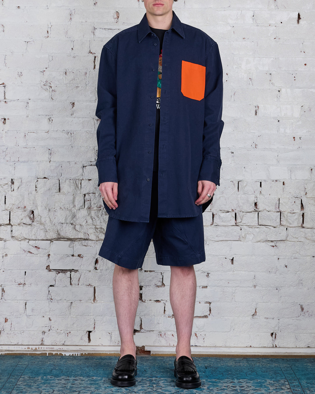 JW Anderson Clay Oversized Contast Pocket Shirt Navy