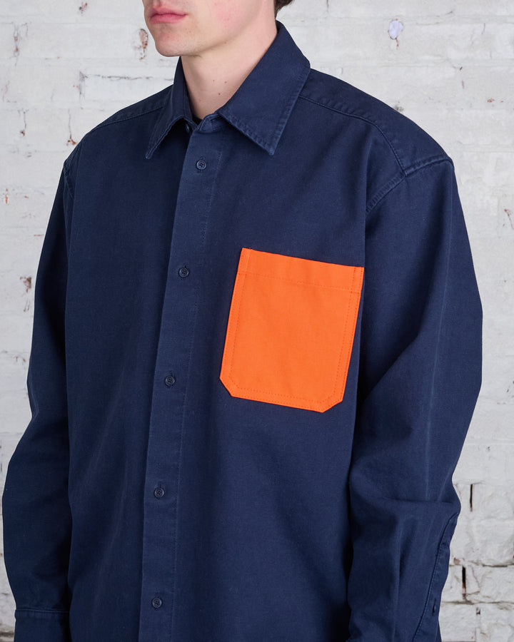 JW Anderson Clay Oversized Contast Pocket Shirt Navy