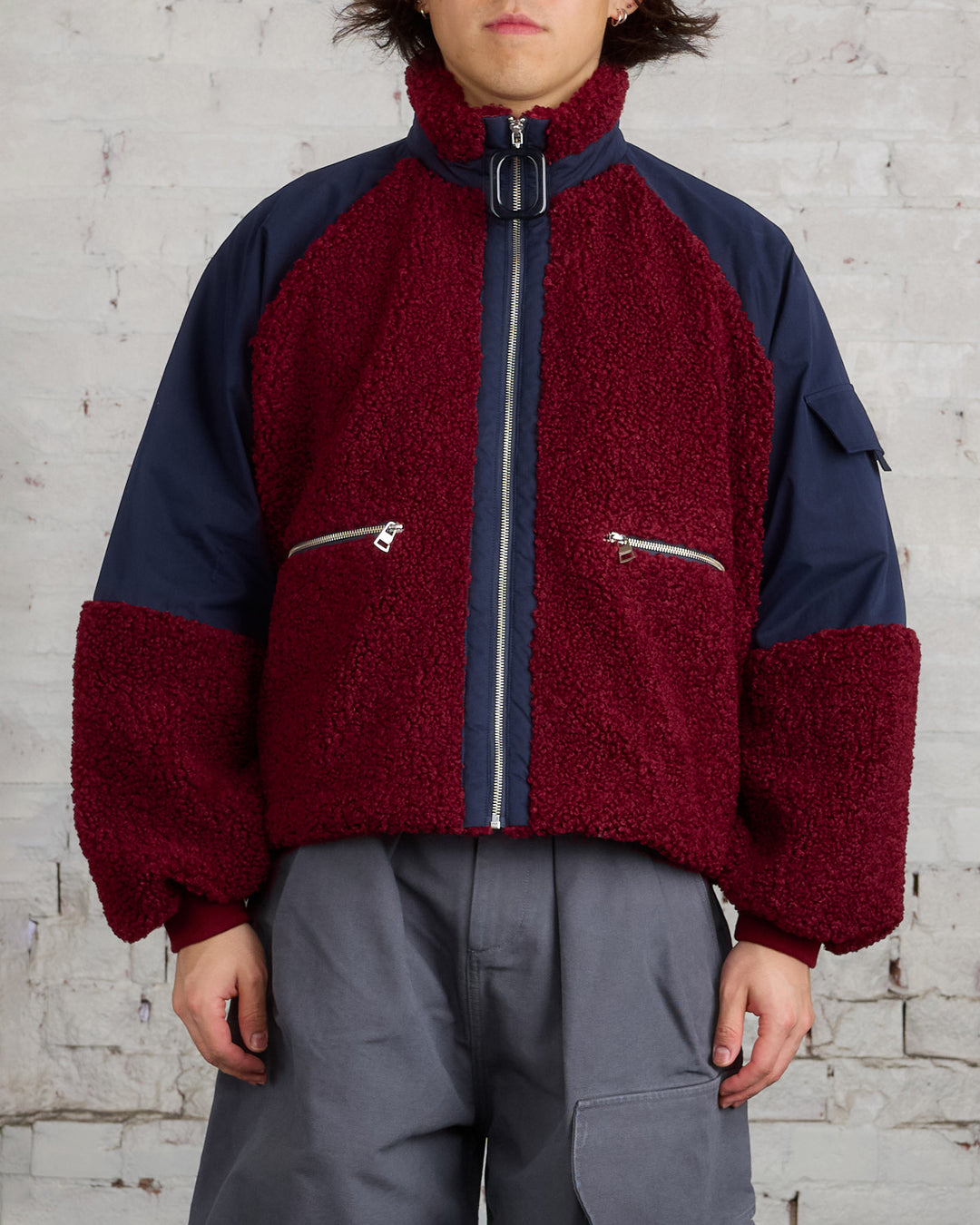 JW Anderson Colour Block Track Top Burgundy Black