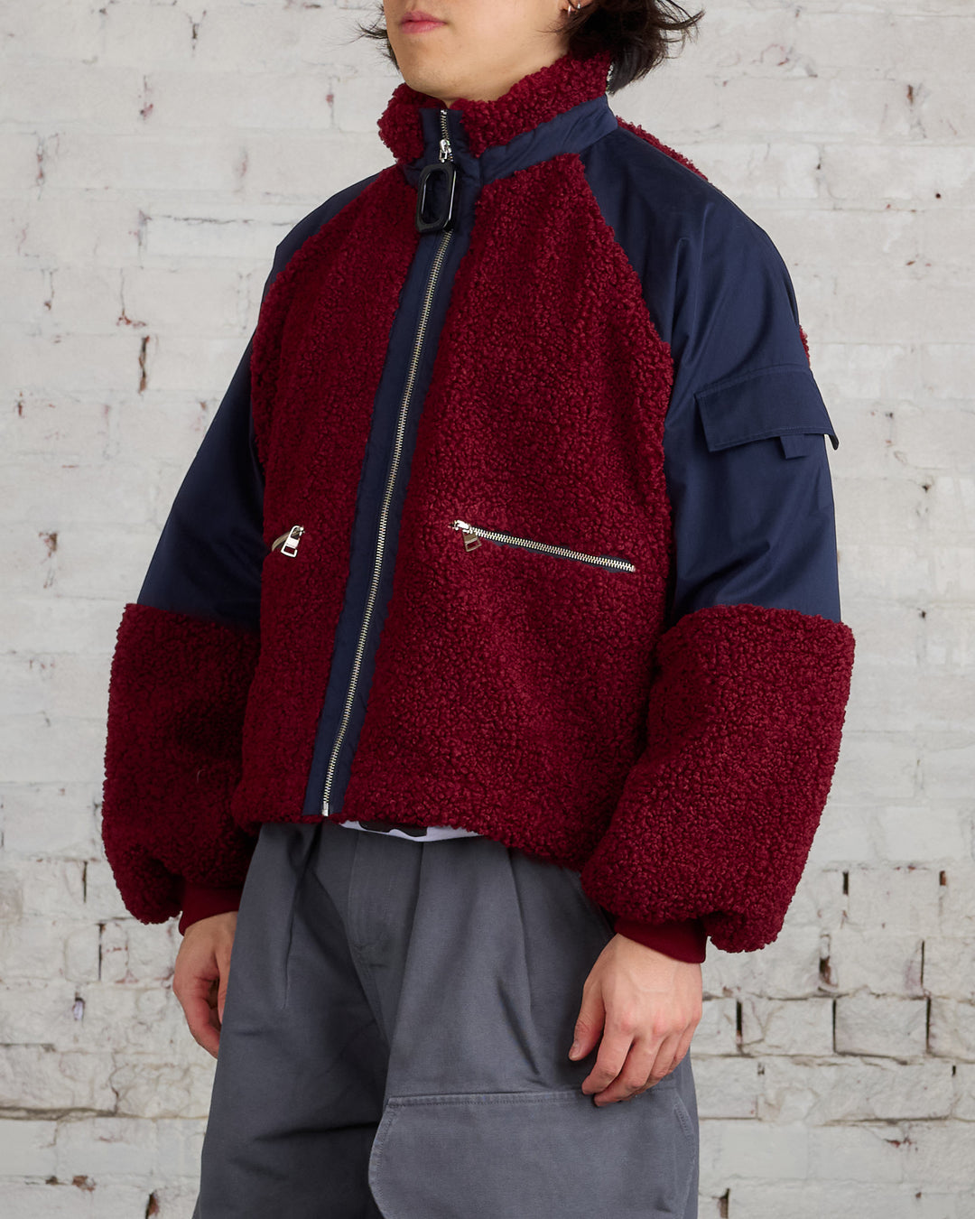 JW Anderson Colour Block Track Top Burgundy Black