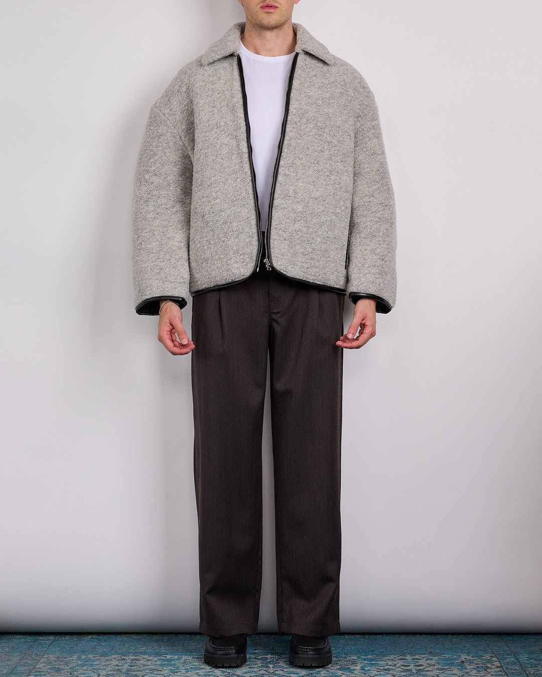 JW Anderson Contrast Trim Casual Jacket Grey Melange