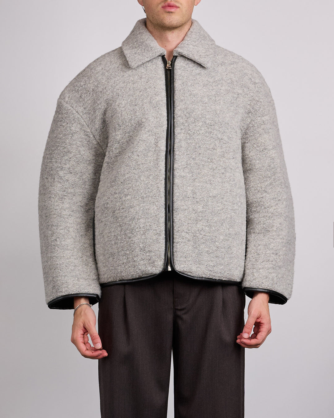 JW Anderson Contrast Trim Casual Jacket Grey Melange