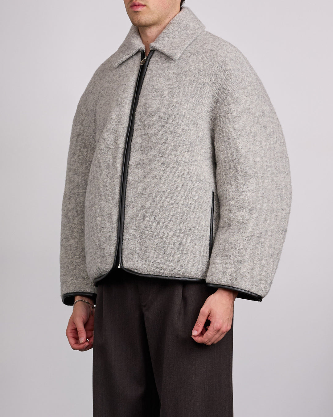 JW Anderson Contrast Trim Casual Jacket Grey Melange