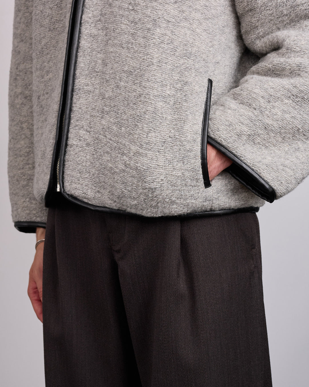 JW Anderson Contrast Trim Casual Jacket Grey Melange