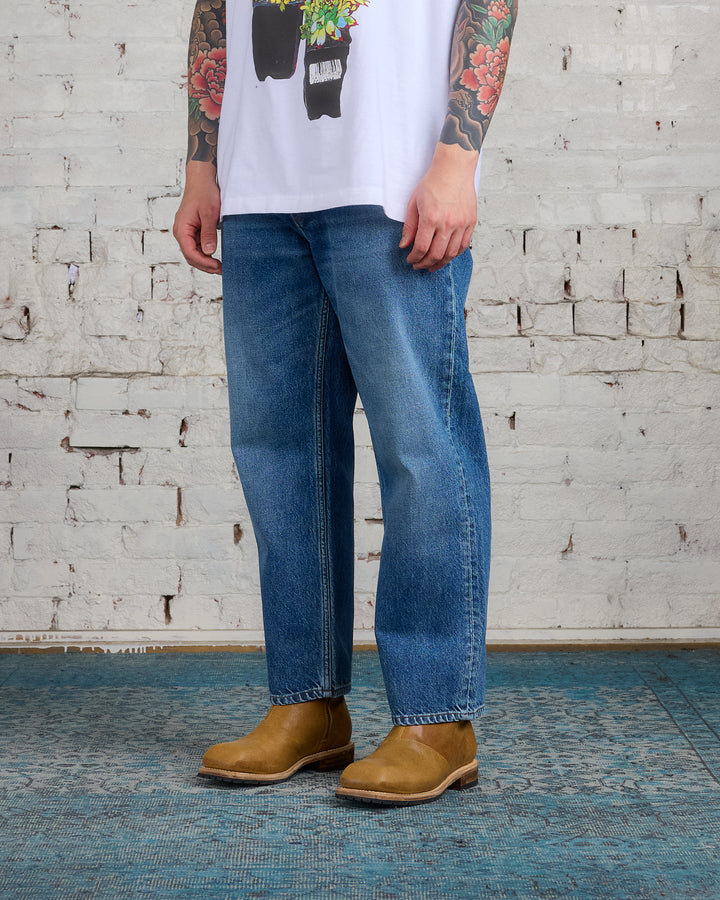 JW Anderson Cropped Straight Leg Jean Mid Blue Denim