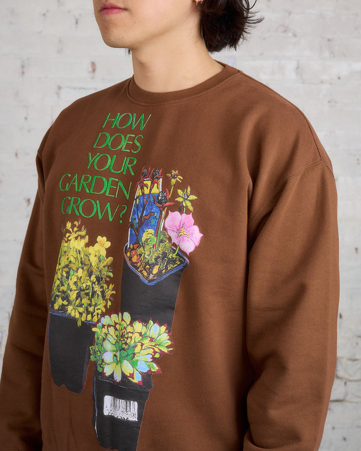 JW Anderson Flower Pot Print Crewneck Brown