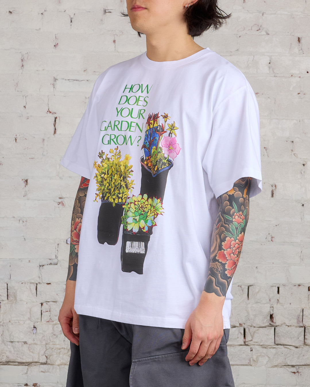 JW Anderson Flower Pot Print Oversized T-Shirt White