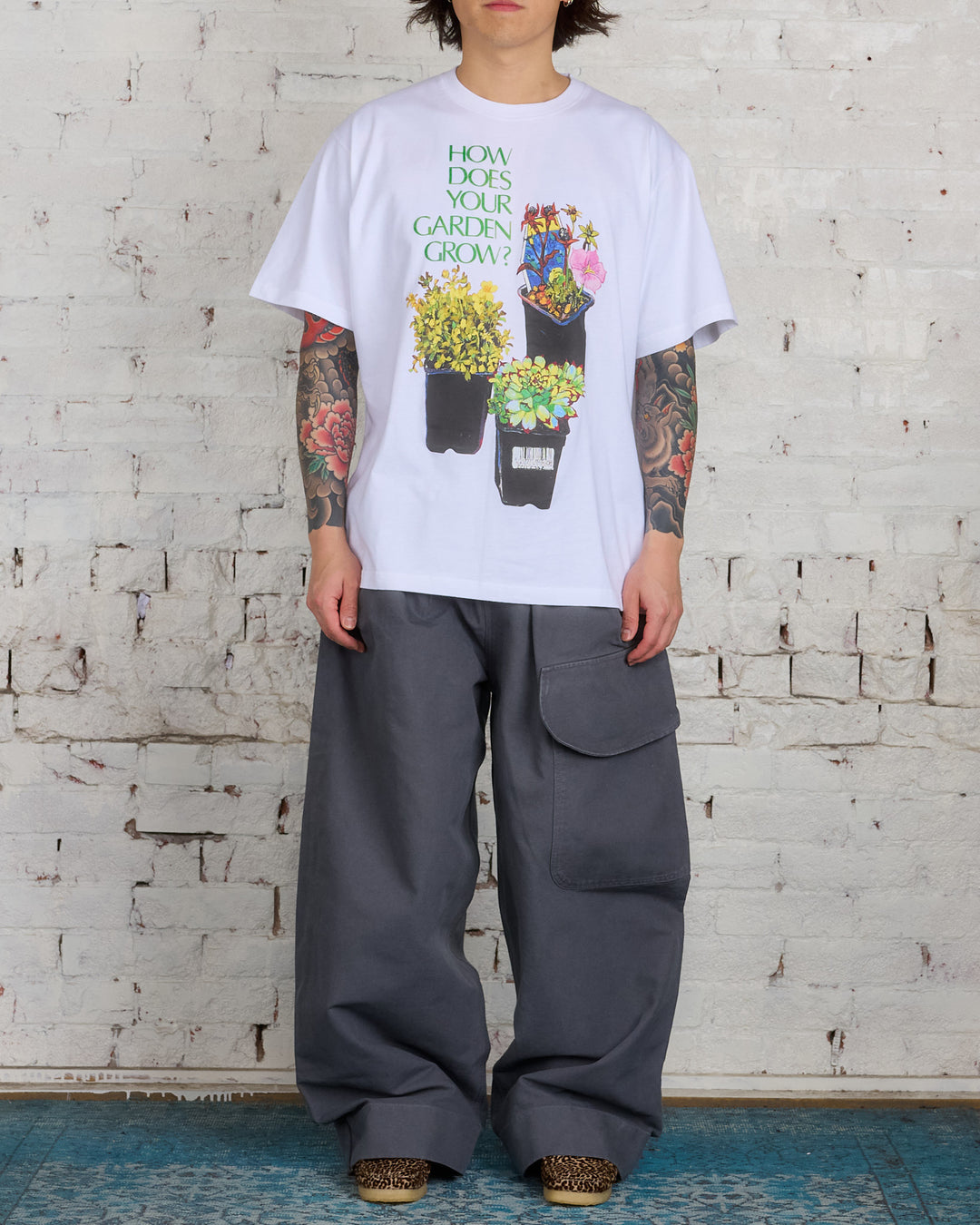 JW Anderson Flower Pot Print Oversized T-Shirt White