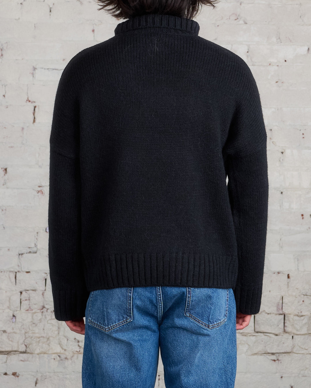 JW Anderson Leather Patch Pocket Turtleneck Sweater Black