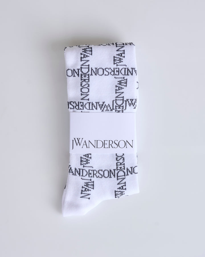 JW Anderson Logo Grid Long Socks White / Black