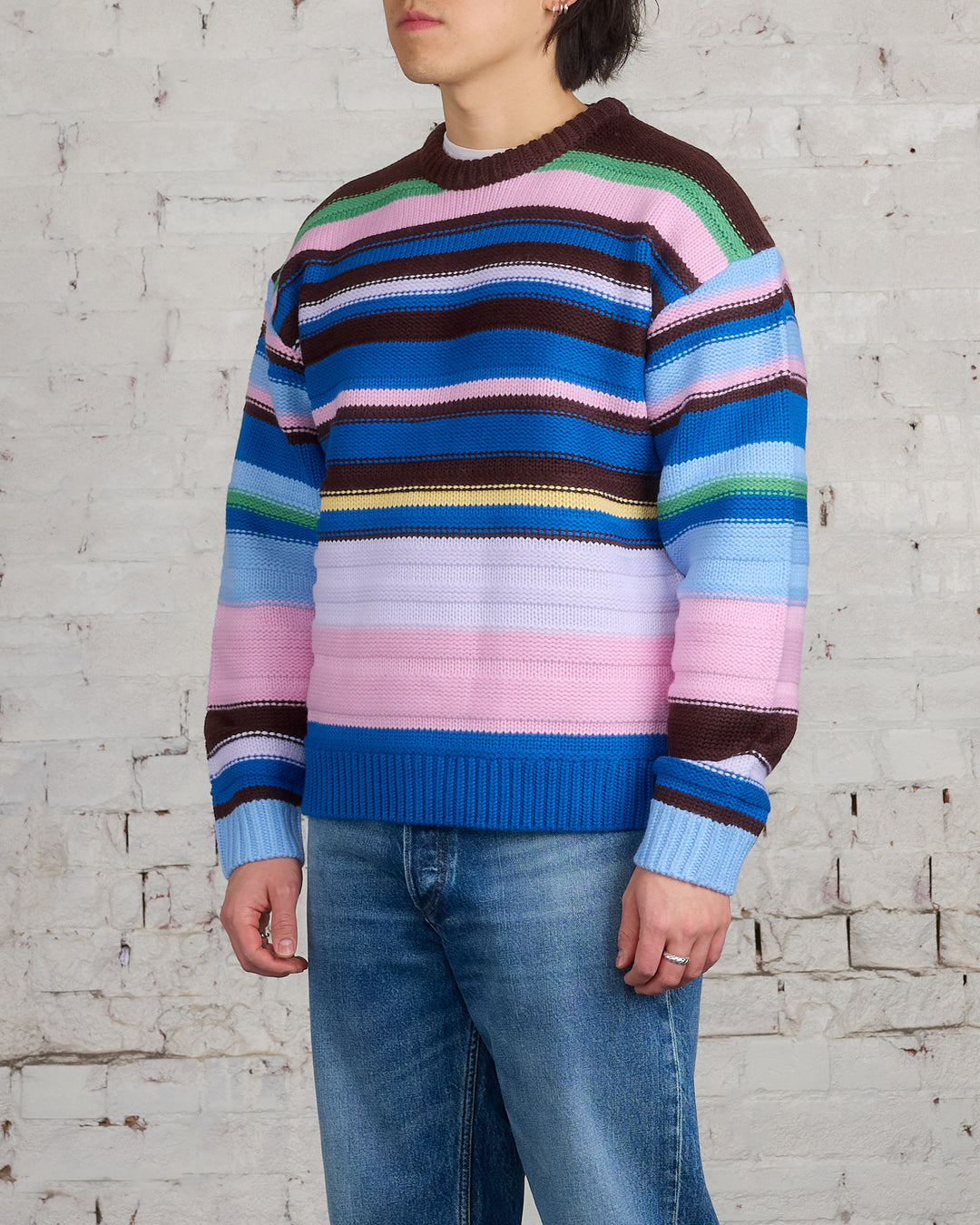 JW Anderson Multi-Stripe Crewneck Sweater Blue