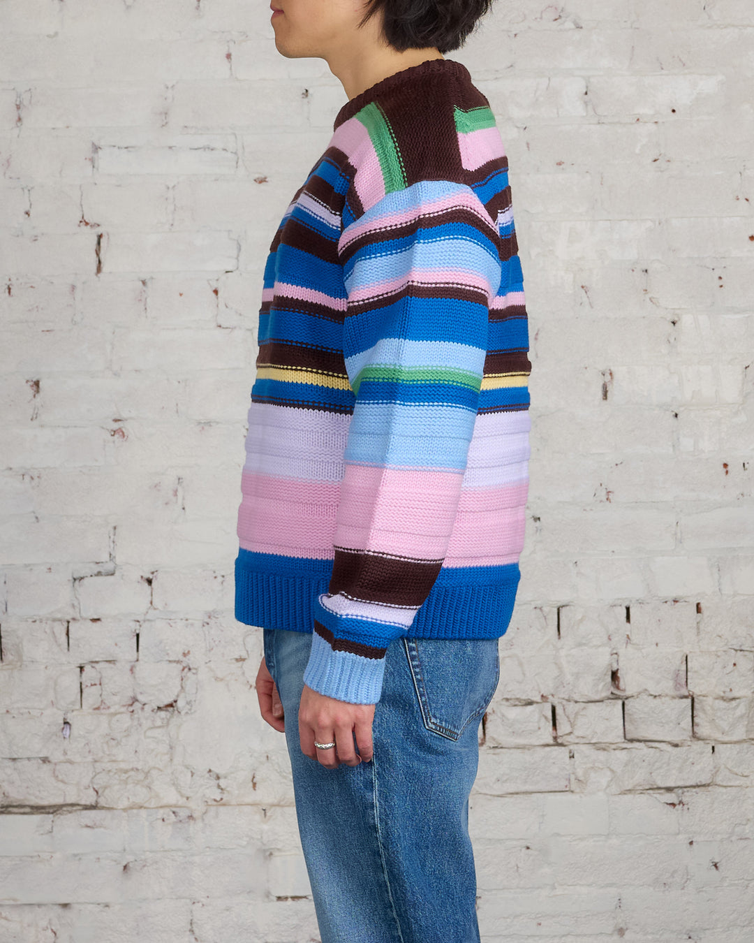 JW Anderson Multi-Stripe Crewneck Sweater Blue