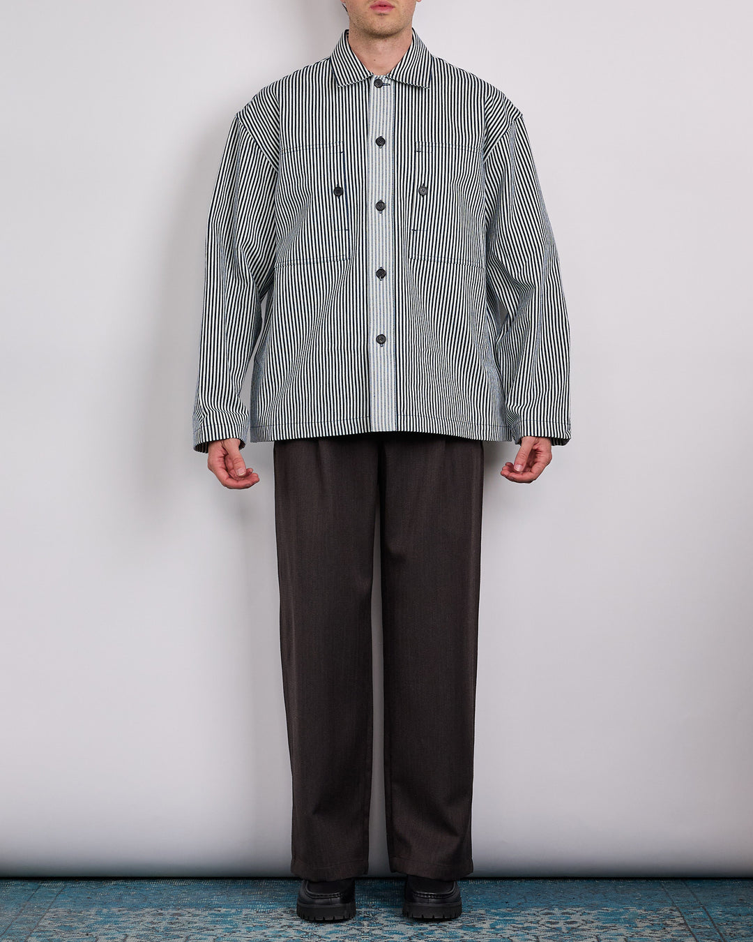 JW Anderson Patch Pocket Overshirt Off White Navy