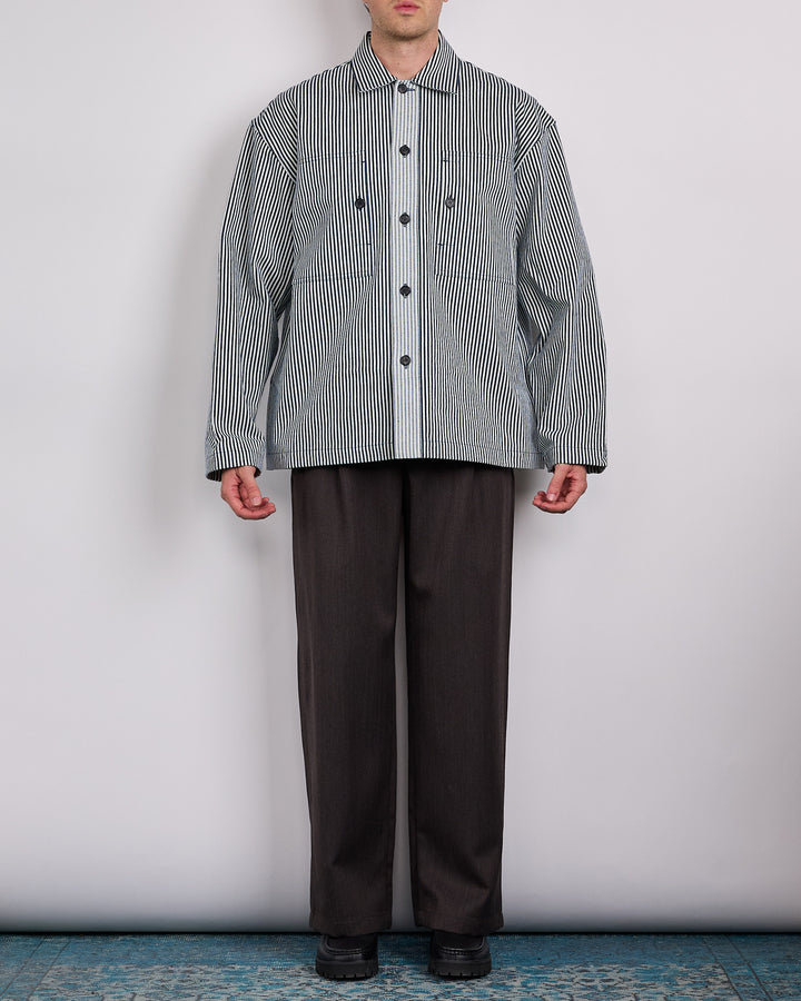 JW Anderson Patch Pocket Overshirt Off White Navy