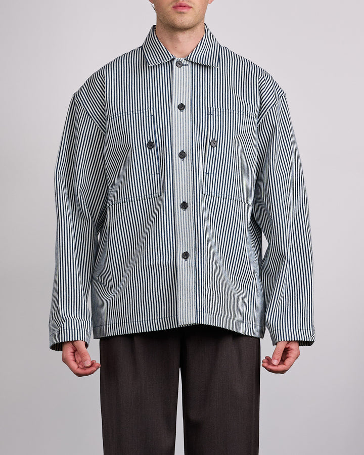 JW Anderson Patch Pocket Overshirt Off White Navy