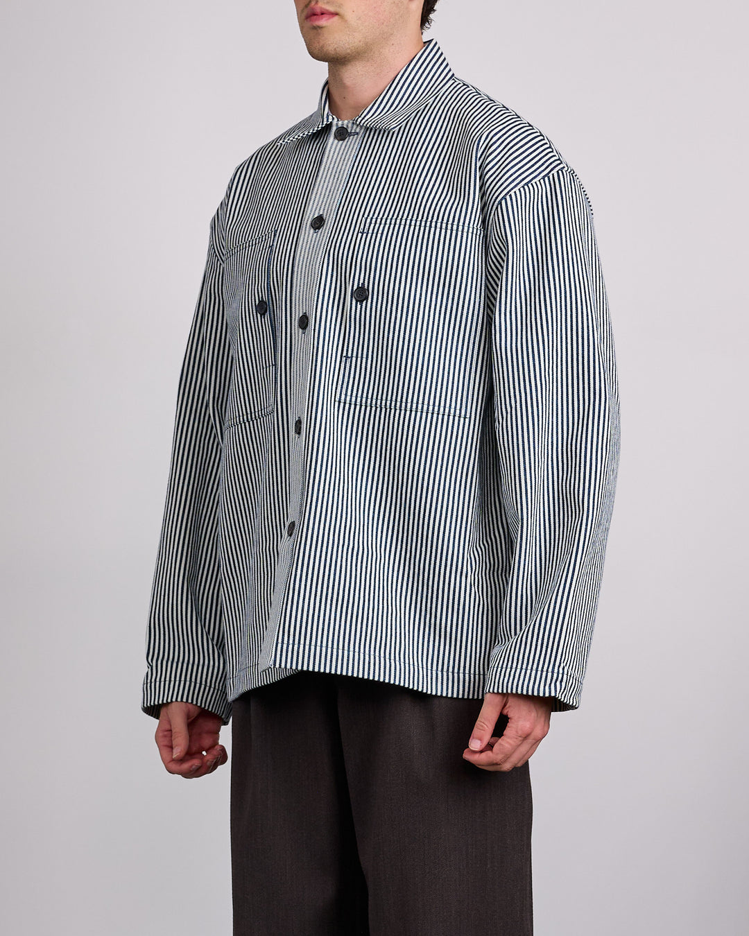 JW Anderson Patch Pocket Overshirt Off White Navy