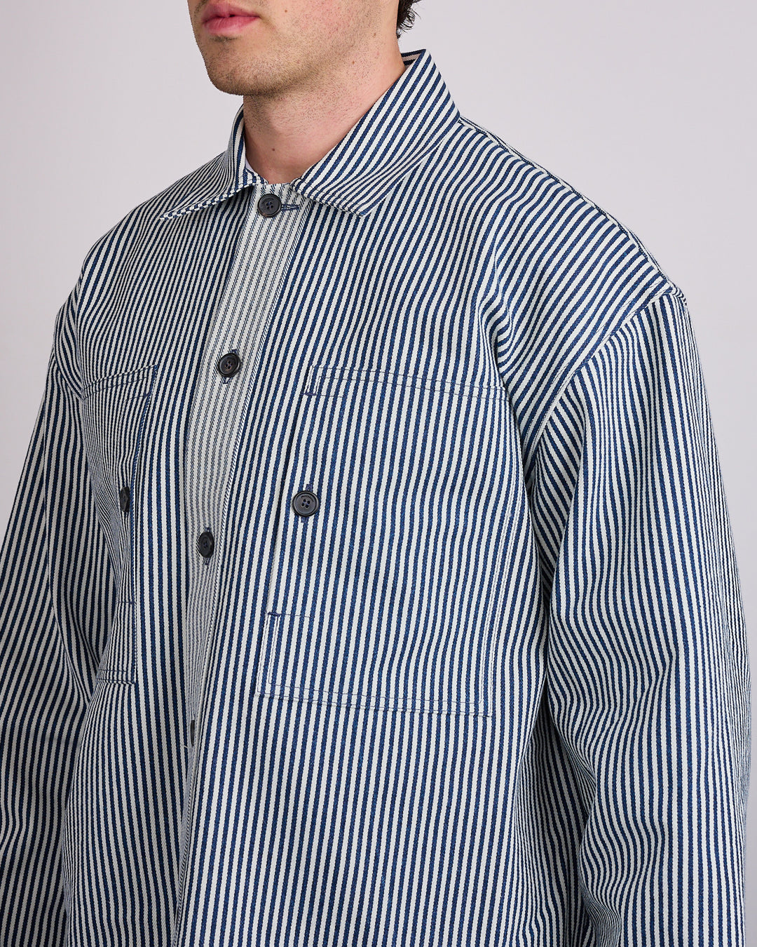 JW Anderson Patch Pocket Overshirt Off White Navy